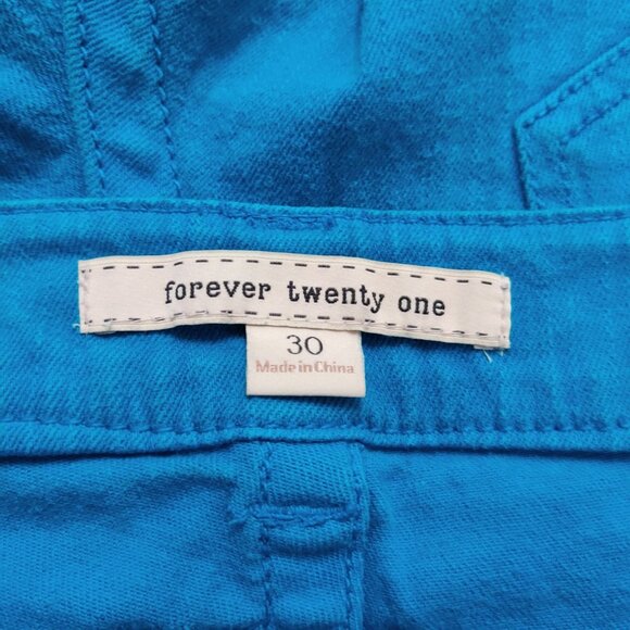 Forever 21 Women Jeans Straight Cut Y2K Statement Denim Retro Bright Blue Sz 30 - Picture 4 of 8